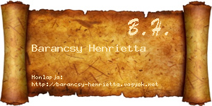 Barancsy Henrietta névjegykártya